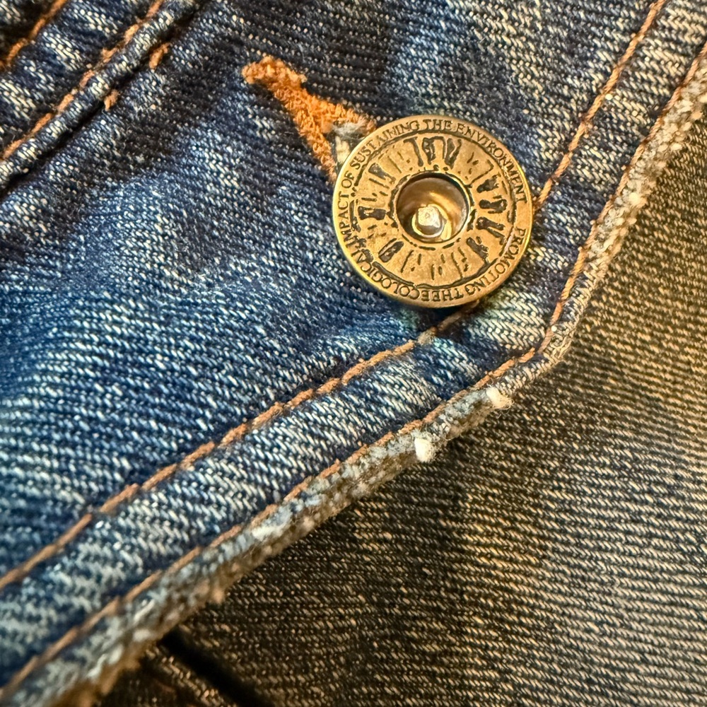 Free People Blue Distressed Denim Jean Jacket - Small - Picture 3 of 6